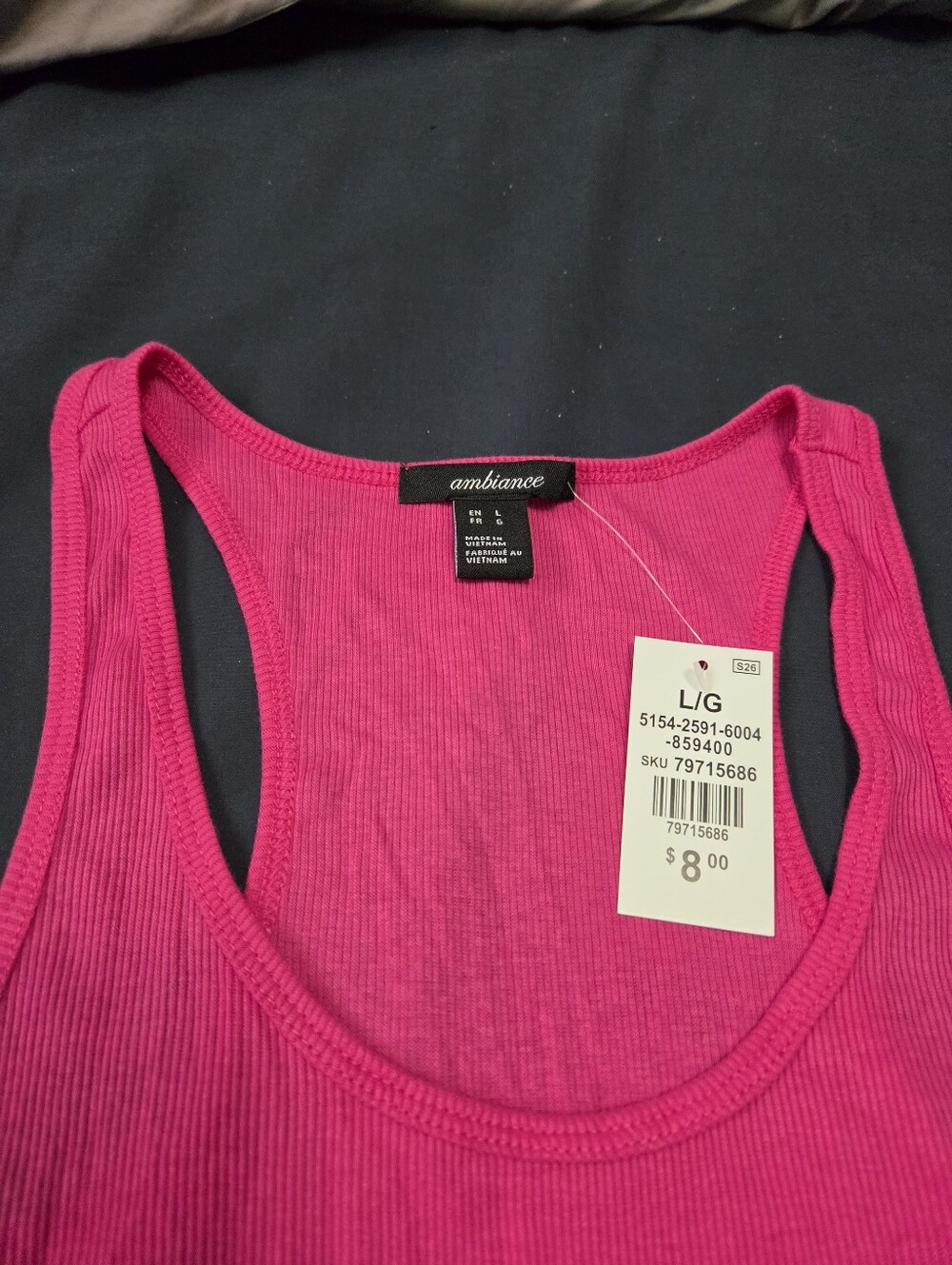 Bright Pink Ribbed Racerback Tank - Picture 2 of 3